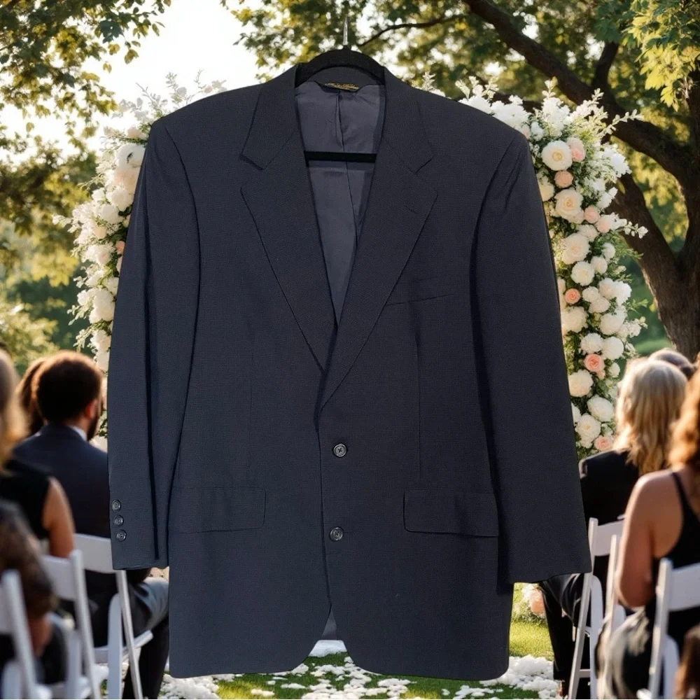 Brooks Brothers Vintage Navy Shepherd’s Pattern Classic Suit Blazer‎ Size 41R